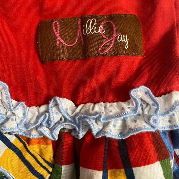 Millie Jay Spring Red Romper nautical Ruffle detail Toddler Girl 12 Months - Picture 14 of 15